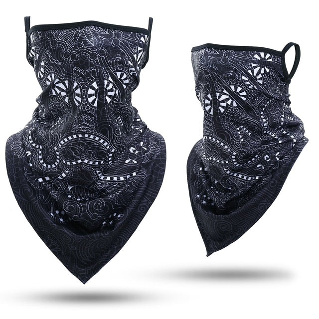 Skull Bandana Hanging Ear Triangle Face Mask Cycling