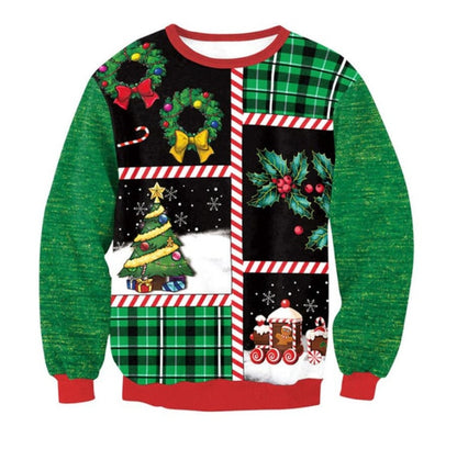 Unisex Men Women 2022 Ugly Christmas Sweater For Holidays Santa Elf Christmas Funny Fake Hair Sweater Autumn Winter Blouses - Pullovers