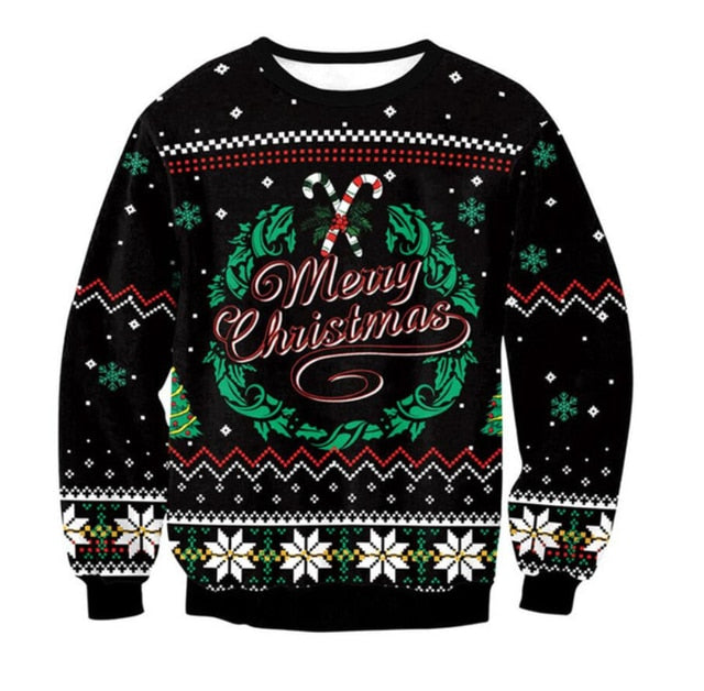 Unisex Men Women 2022 Ugly Christmas Sweater For Holidays Santa Elf Christmas Funny Fake Hair Sweater Autumn Winter Blouses - Pullovers