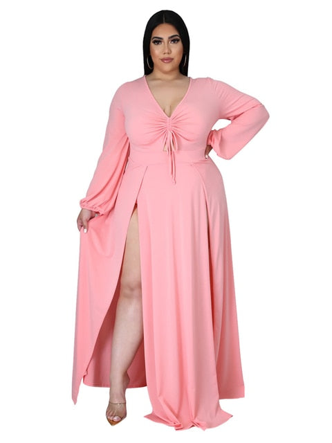 Elegant Luxury Plus Size Women Clothing V Neck