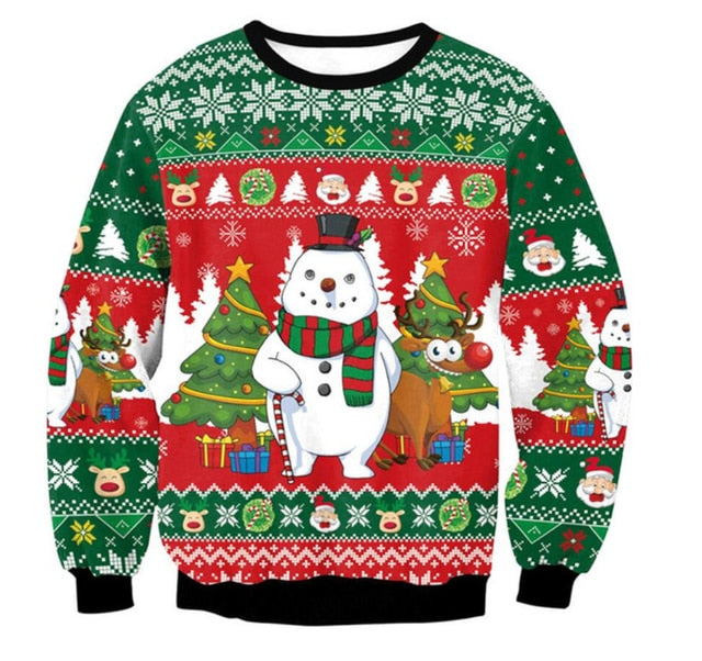 Unisex Men Women 2022 Ugly Christmas Sweater For Holidays Santa Elf Christmas Funny Fake Hair Sweater Autumn Winter Blouses - Pullovers