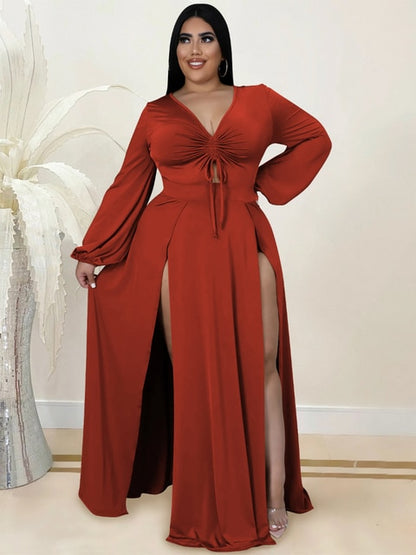 Elegant Luxury Plus Size Women Clothing V Neck