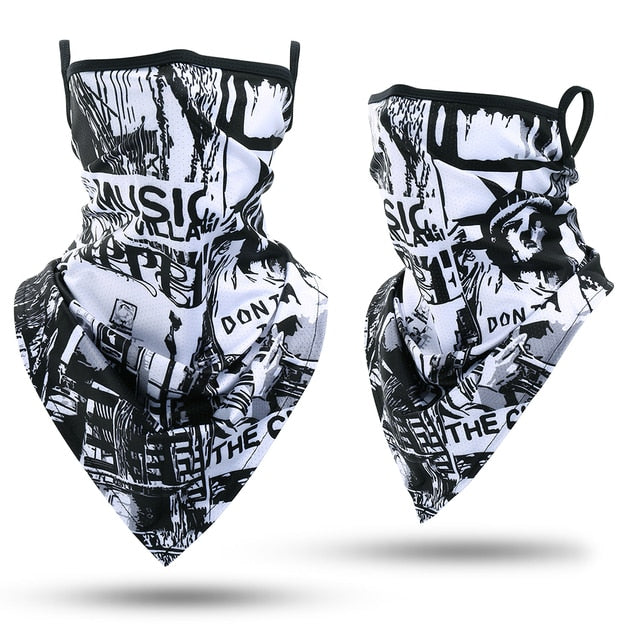 Skull Bandana Hanging Ear Triangle Face Mask Cycling