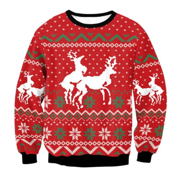 Unisex Men Women 2022 Ugly Christmas Sweater For Holidays Santa Elf Christmas Funny Fake Hair Sweater Autumn Winter Blouses - Pullovers