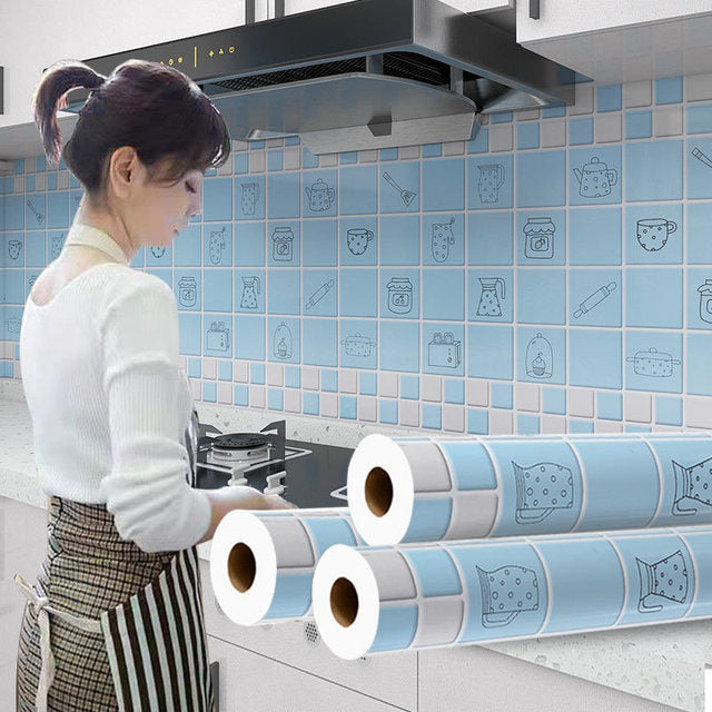 Kitchen Stove Oil proof Sticker Waterproof High Temperature Resistant Wallpapers