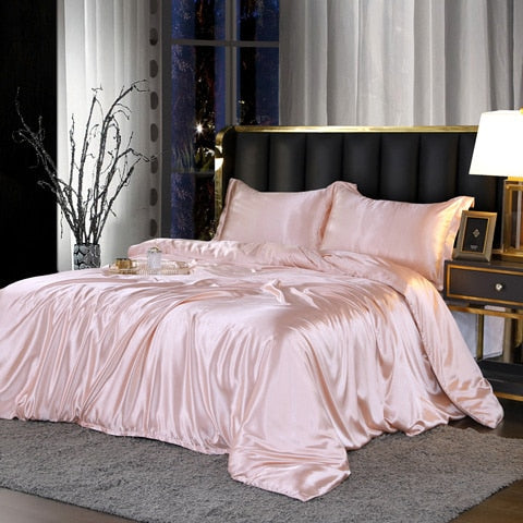 Mulberry Silk Luxury Bedding Set With Fitted Sheet High-end 100% Silk Satin Bedding Sets