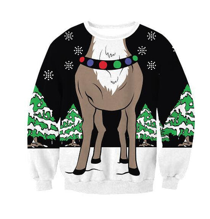 Unisex Men Women 2022 Ugly Christmas Sweater For Holidays Santa Elf Christmas Funny Fake Hair Sweater Autumn Winter Blouses - Pullovers