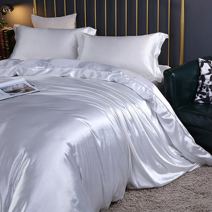 Mulberry Silk Luxury Bedding Set With Fitted Sheet High-end 100% Silk Satin Bedding Sets