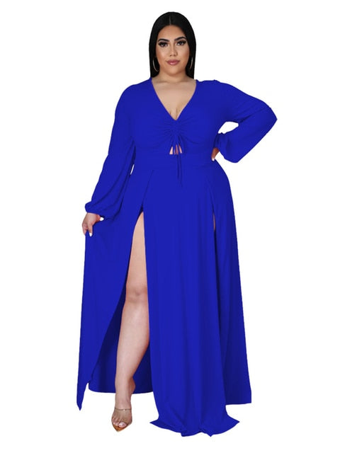 Elegant Luxury Plus Size Women Clothing V Neck