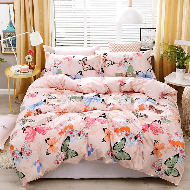 Solstice Home Textile Cyan Cute Cat Kitty Duvet Cover and Pillow Case Bed Sheet