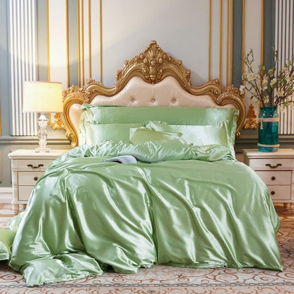 Mulberry Silk Luxury Bedding Set With Fitted Sheet High-end 100% Silk Satin Bedding Sets