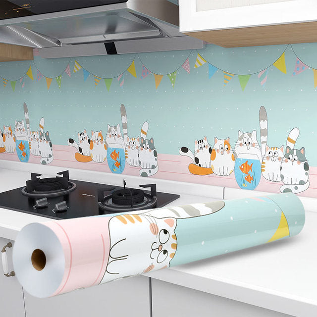 Kitchen Stove Oil proof Sticker Waterproof High Temperature Resistant Wallpapers