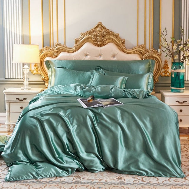 Mulberry Silk Luxury Bedding Set With Fitted Sheet High-end 100% Silk Satin Bedding Sets