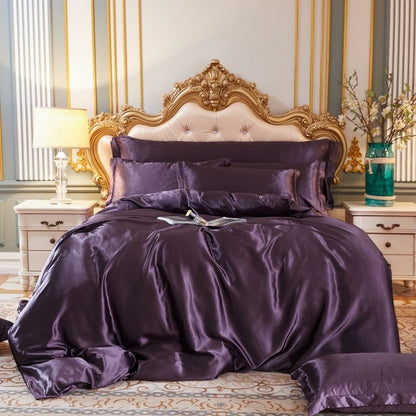 Mulberry Silk Luxury Bedding Set With Fitted Sheet High-end 100% Silk Satin Bedding Sets