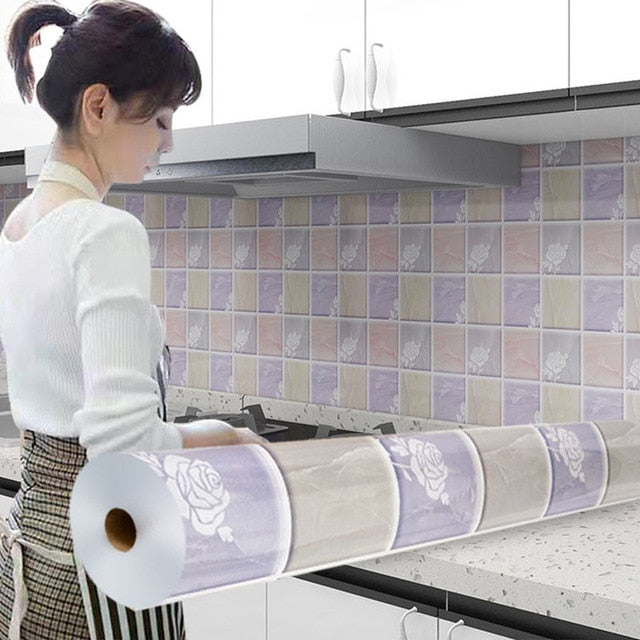 Kitchen Stove Oil proof Sticker Waterproof High Temperature Resistant Wallpapers