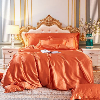 Mulberry Silk Luxury Bedding Set With Fitted Sheet High-end 100% Silk Satin Bedding Sets