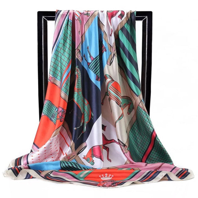 Fashion Scarves For Women Shawl Print Silk Satin