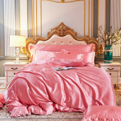 Mulberry Silk Luxury Bedding Set With Fitted Sheet High-end 100% Silk Satin Bedding Sets