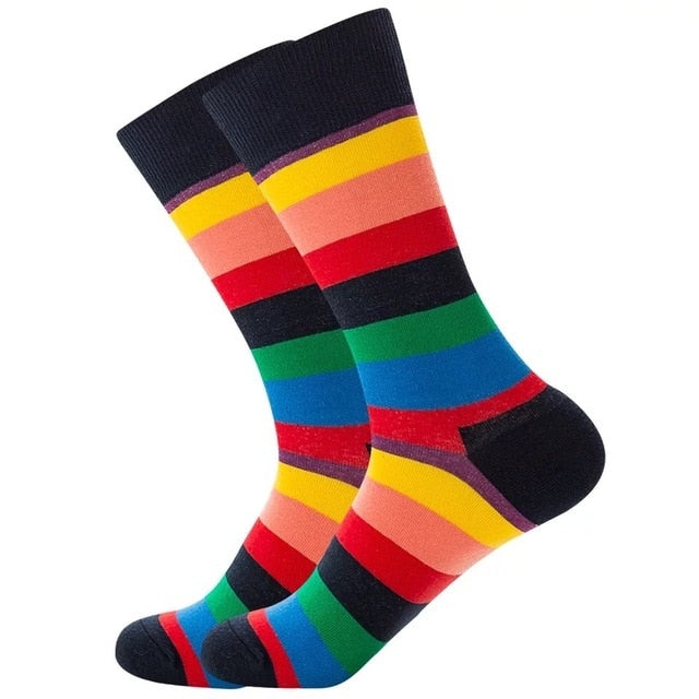 Mens Happy Colorful Striped Socks