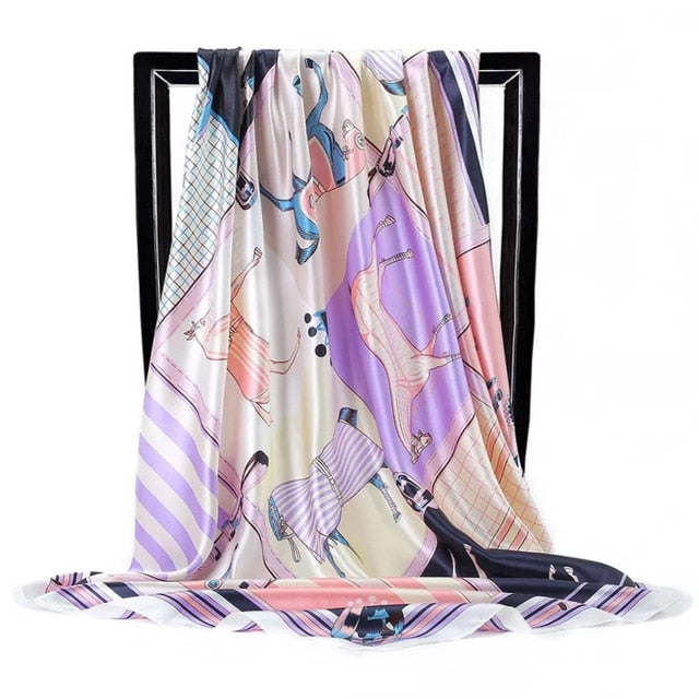 Fashion Scarves For Women Shawl Print Silk Satin