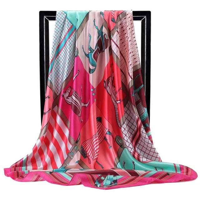 Fashion Scarves For Women Shawl Print Silk Satin