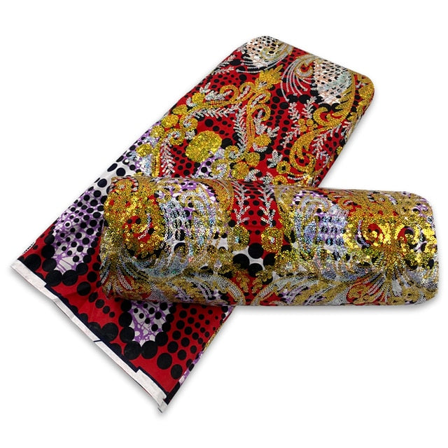 Sequins Embroidery Nigerian African Fabric - Azahshopping