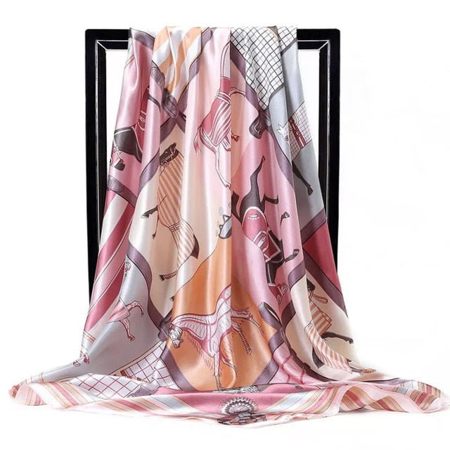 Fashion Scarves For Women Shawl Print Silk Satin