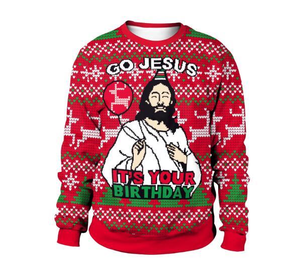 Unisex Men Women 2022 Ugly Christmas Sweater For Holidays Santa Elf Christmas Funny Fake Hair Sweater Autumn Winter Blouses - Pullovers