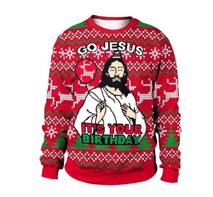 Unisex Men Women 2022 Ugly Christmas Sweater For Holidays Santa Elf Christmas Funny Fake Hair Sweater Autumn Winter Blouses - Pullovers