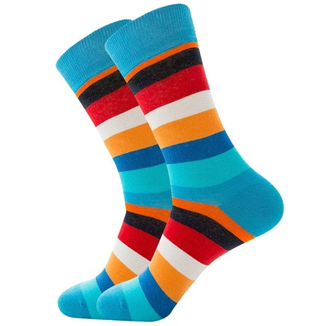 Mens Happy Colorful Striped Socks