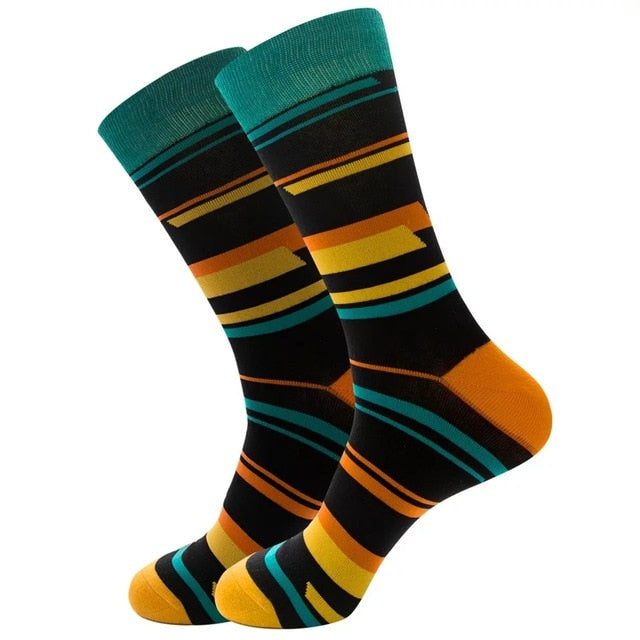 Mens Happy Colorful Striped Socks