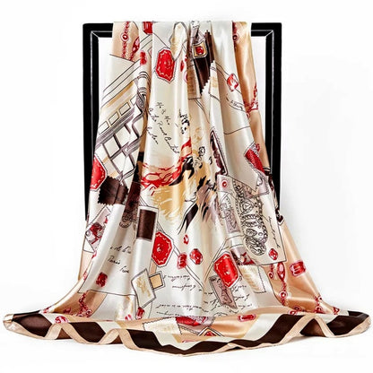 Fashion Scarves For Women Shawl Print Silk Satin