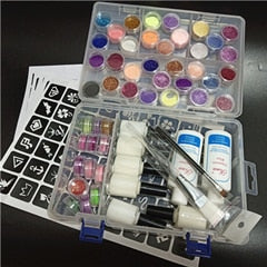 Temporary Diamond Glitter Tattoo Kit 24 Colors Powder 4 Glue For Fake Tattoo