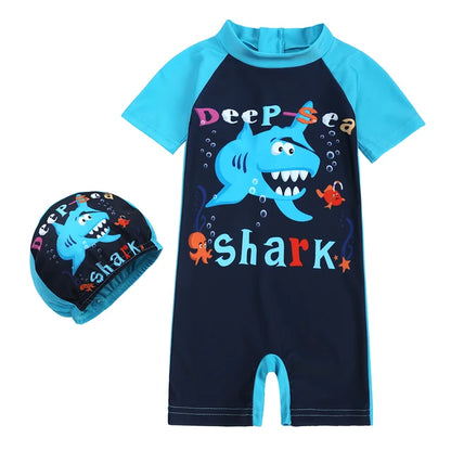 Kids Swimwear Suit Clothes 2Pcs Cap+Bodysuit Toddler