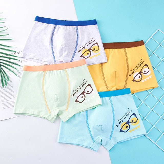 Kids Cartoon Cotton Shorts Underpants (4pcs Set)