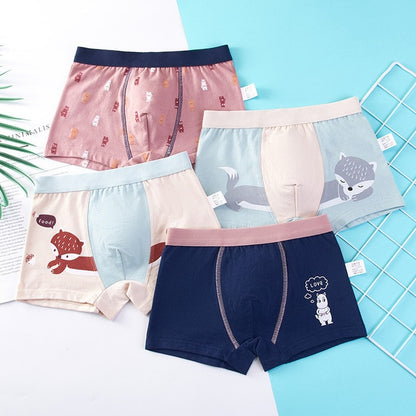 Kids Cartoon Cotton Shorts Underpants (4pcs Set)
