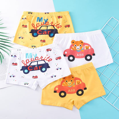 Kids Cartoon Cotton Shorts Underpants (4pcs Set)
