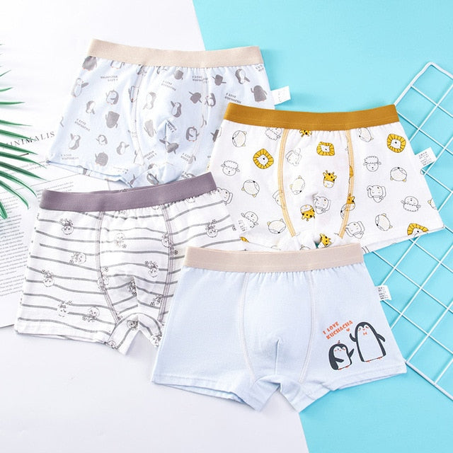 Kids Cartoon Cotton Shorts Underpants (4pcs Set)