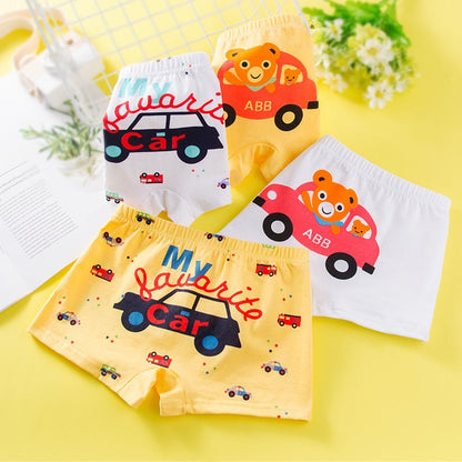 Kids Cartoon Shorts Soft Cotton Underpants Car Pattern 4/5pcs/lot