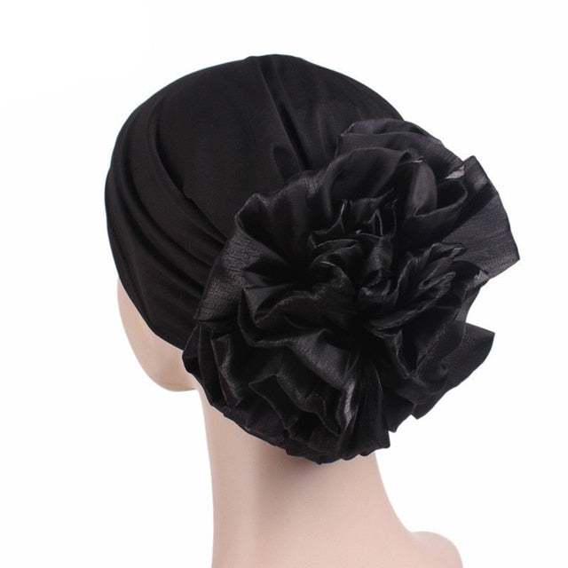 Large Flower Stretch Scarf Hat Ladies Elegant Fashion Hair Accessories Chemo Hat Women Turban Bandanas