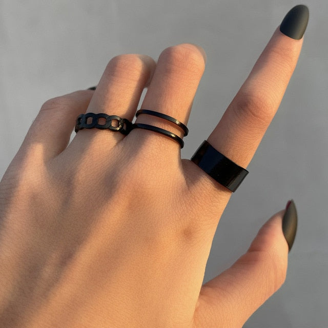 Vintage Gothic Metal Rings Set For Women