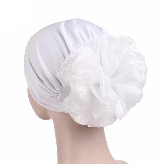 Large Flower Stretch Scarf Hat Ladies Elegant Fashion Hair Accessories Chemo Hat Women Turban Bandanas