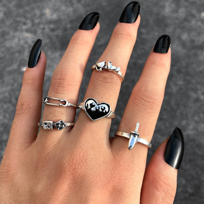 Vintage Gothic Metal Rings Set For Women