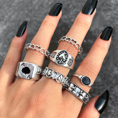 Vintage Gothic Metal Rings Set For Women