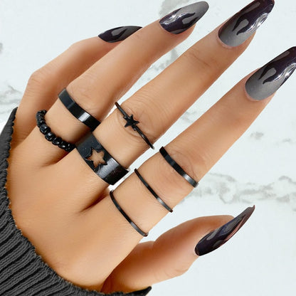 Vintage Gothic Metal Rings Set For Women