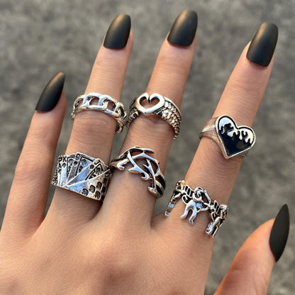 Vintage Gothic Metal Rings Set For Women