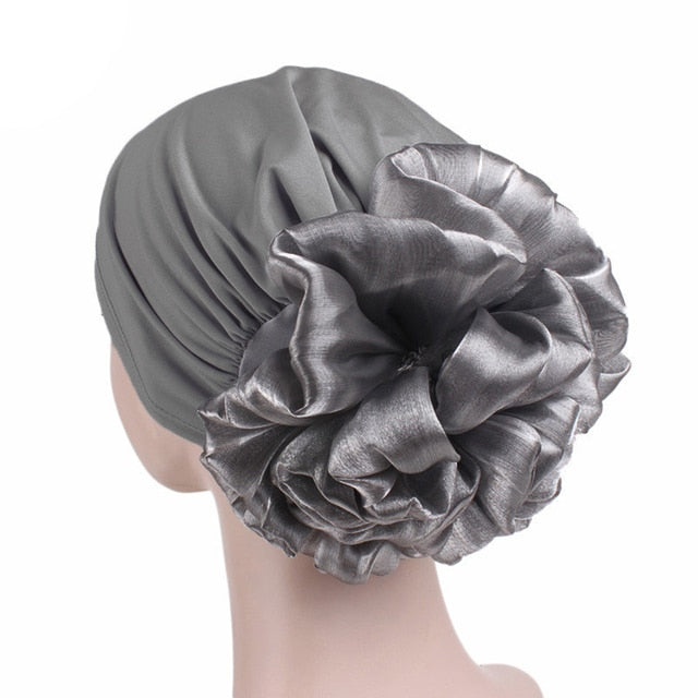 Large Flower Stretch Scarf Hat Ladies Elegant Fashion Hair Accessories Chemo Hat Women Turban Bandanas