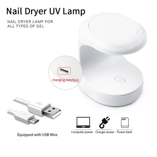 Mini 6w Nail Dryer Led Uv Lamp Micro Usb Gel Varnish Curing Machine