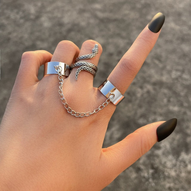 Vintage Gothic Metal Rings Set For Women