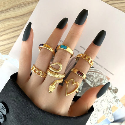 Vintage Gothic Metal Rings Set For Women